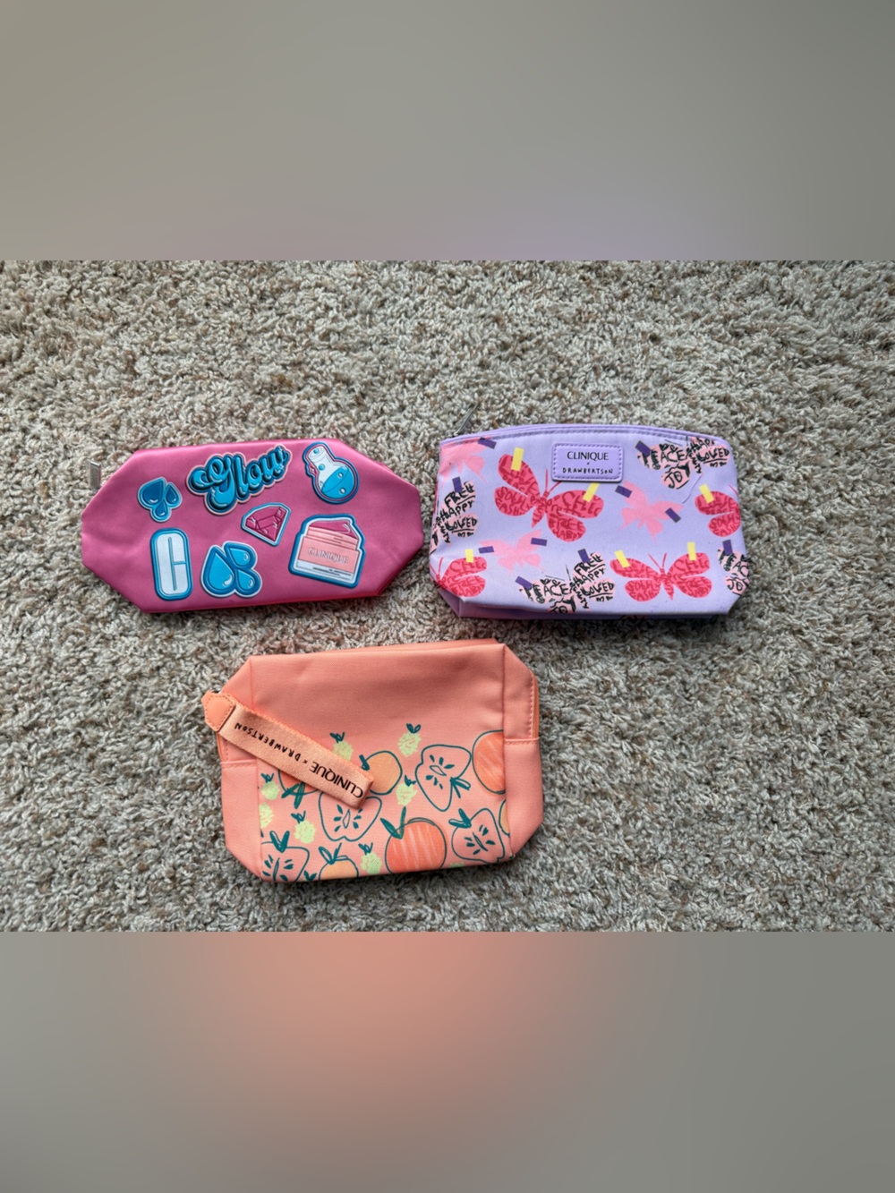 Clinique Pink, Peach & Lilac Cosmetic Pouch Trio